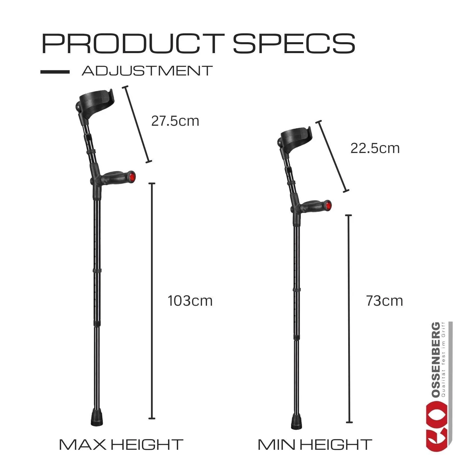 KLASSIKER Anatomic Soft Grip Forearm Crutches - Image 4