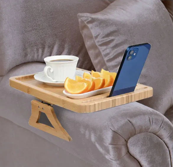 Bamboo Clip-on Couch Tray Table