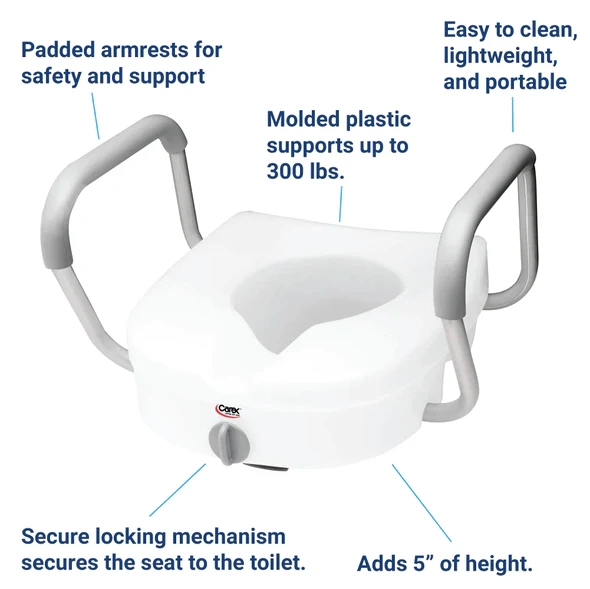 E-Z Lock Locking Raised Toilet Seat with Armrests - Image 2