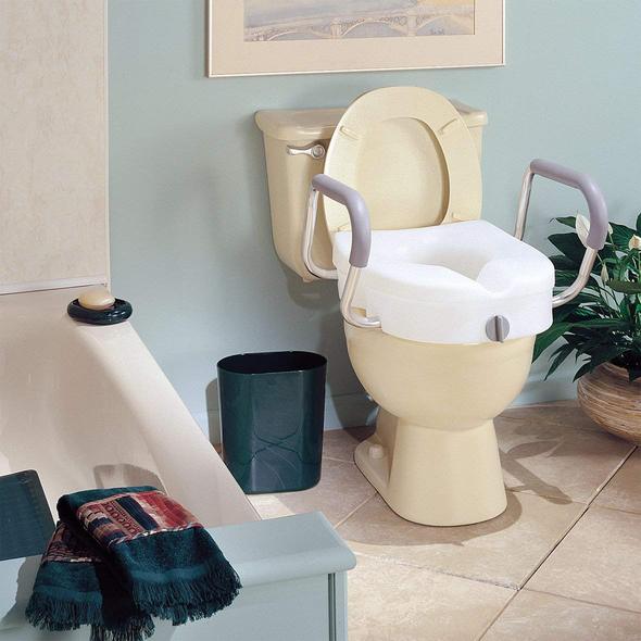 E-Z Lock Locking Raised Toilet Seat with Armrests - Image 4