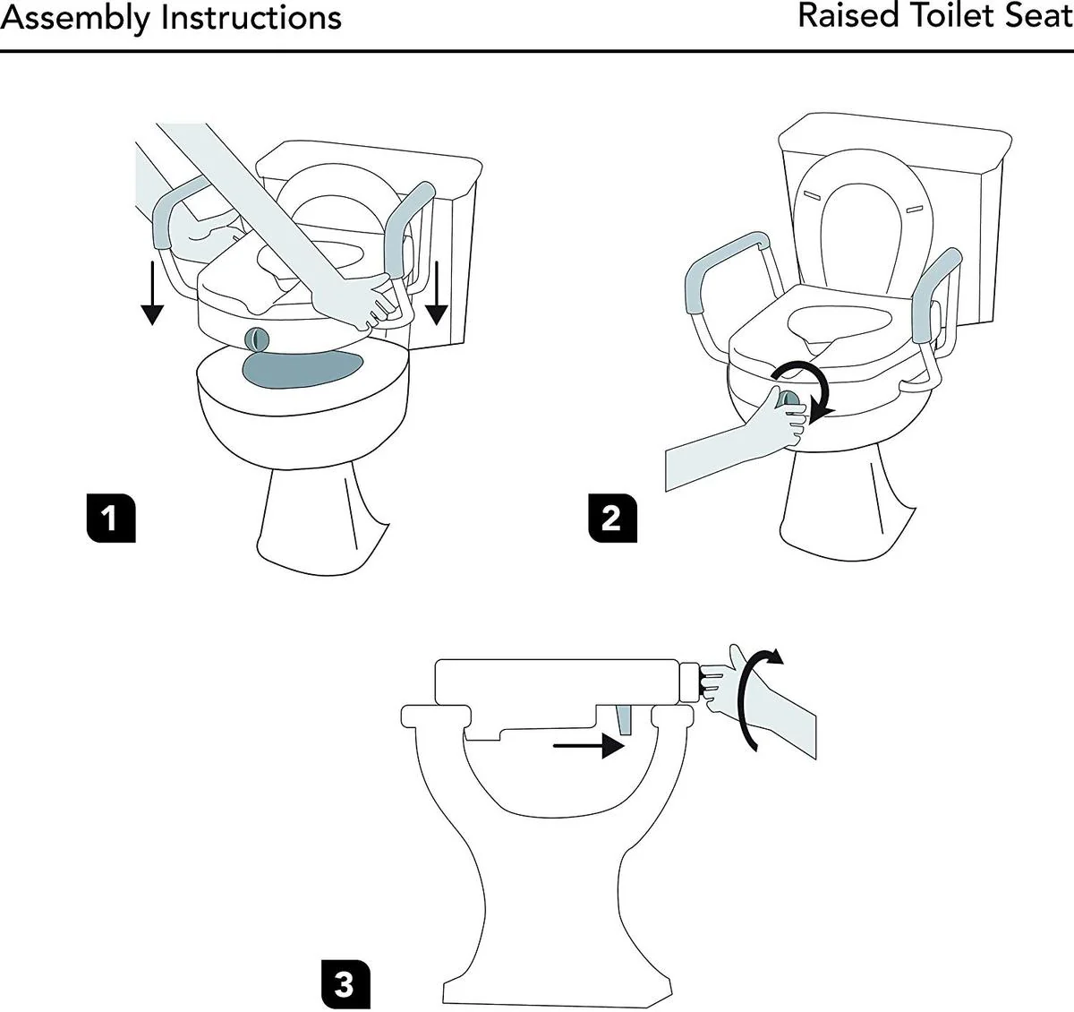 E-Z Lock Locking Raised Toilet Seat with Armrests - Image 6