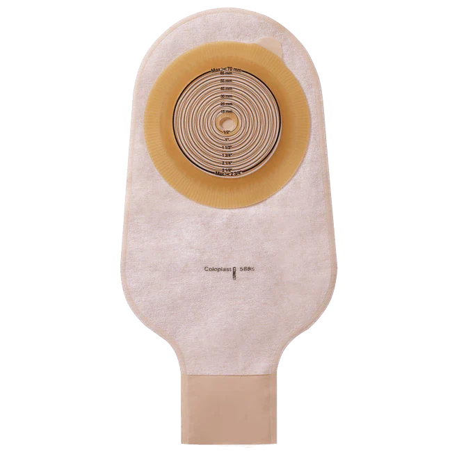 Assura One-Piece Drainable Pouch, Clamp, Opaque 12" (30cm), Convex Deep, Stoma Opening 5/8" - 1-3/4" (15mm - 43mm) - Box of 10