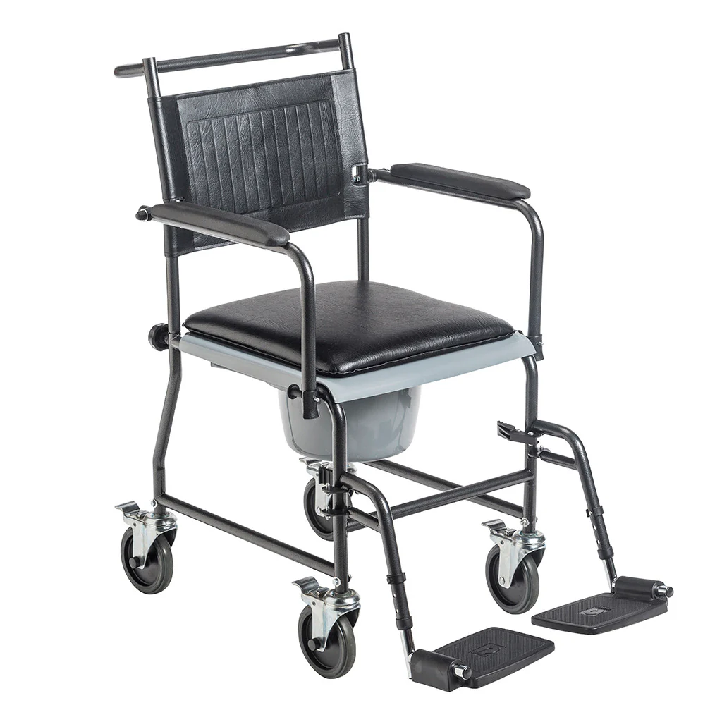 Drop Arm Wheeled Commode With Footrests - Image 7