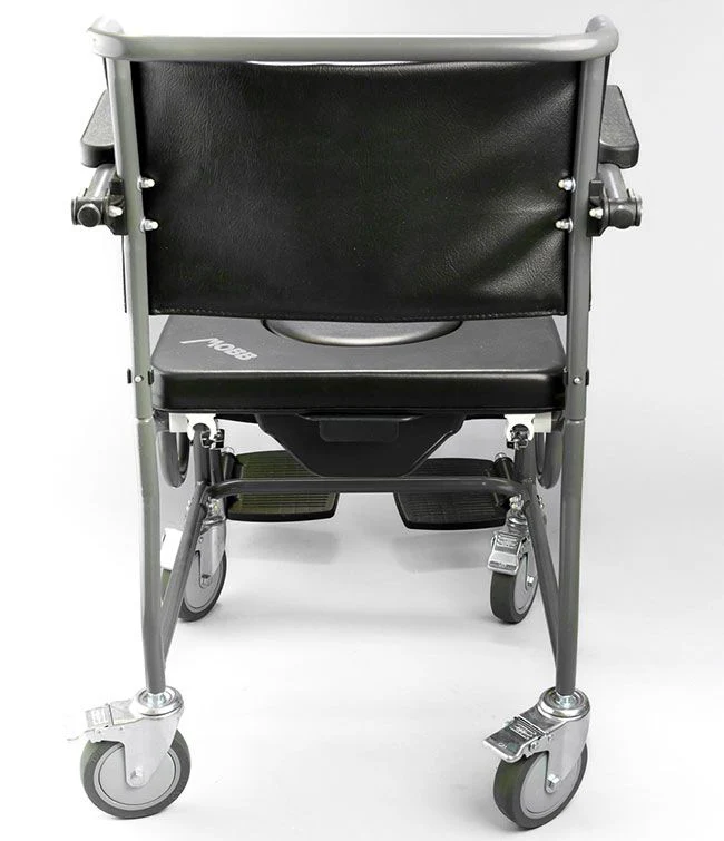 4-Way Padded Steel Commode Chair with Wheels - Image 3