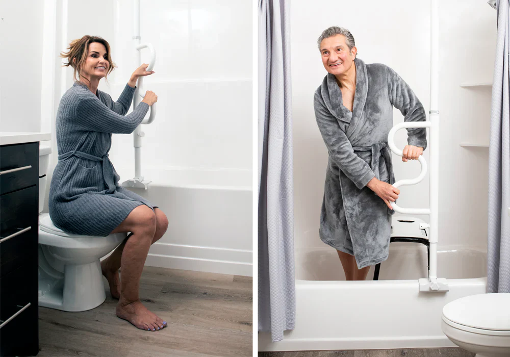 Wonder Bathtub Pole Plus & Curve Grab Bar White - Image 2
