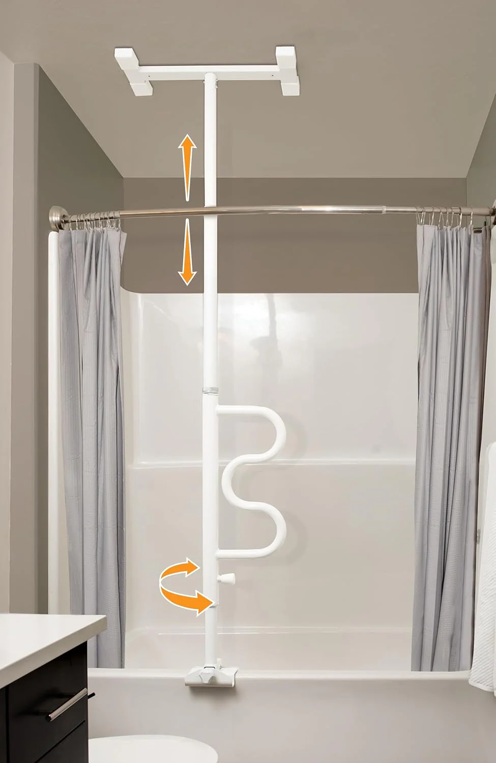 Wonder Bathtub Pole Plus & Curve Grab Bar White - Image 7