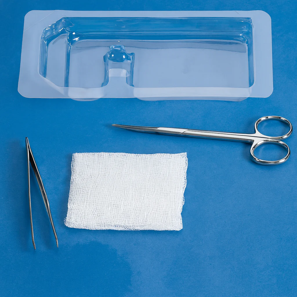 Suture Removal Tray with Metal Littauer Scissors and Plastic Forceps